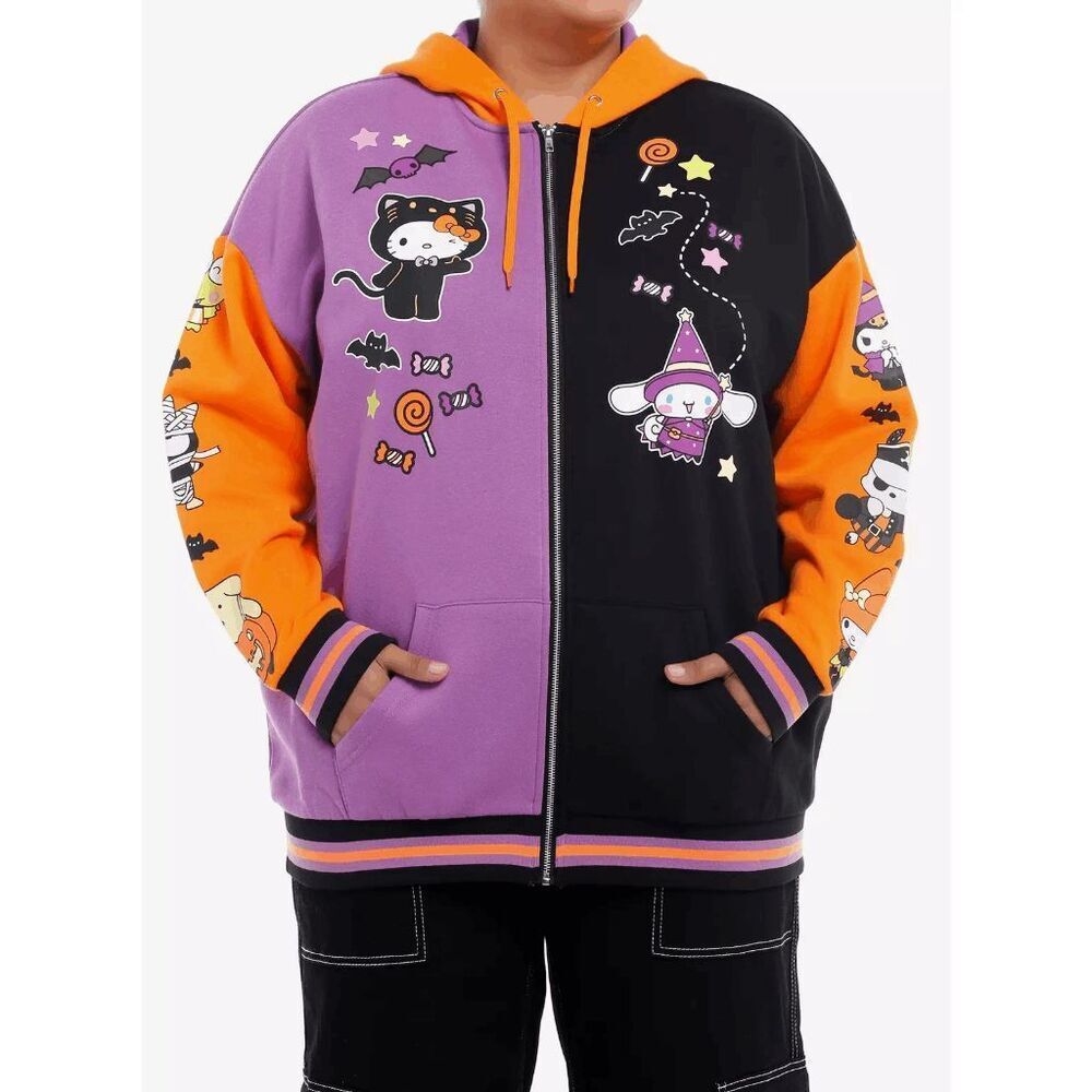 Sanrio Hello Kitty Spooky Split Color-Block Girls Hoodie Plus Size 1, 2, 3